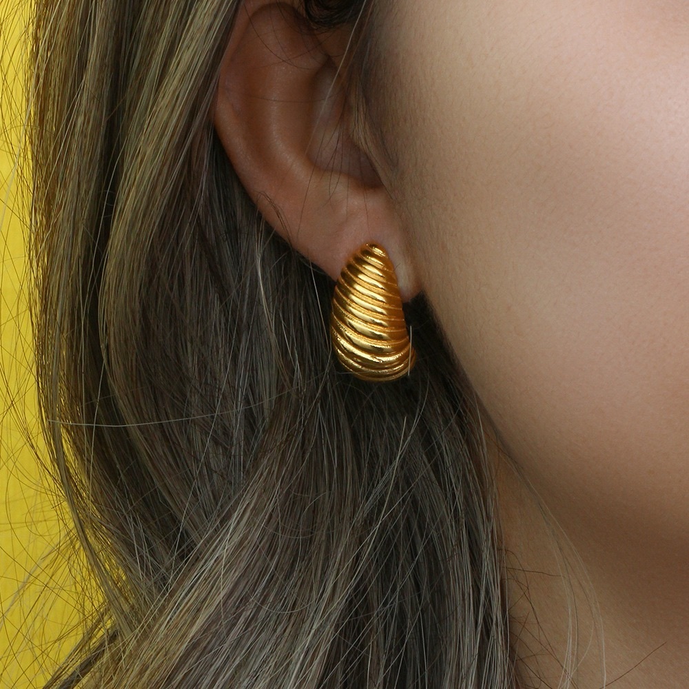 Gold Textured Everyday Earrings*Minimalist Jewelry*Waterproof and Sweatproof